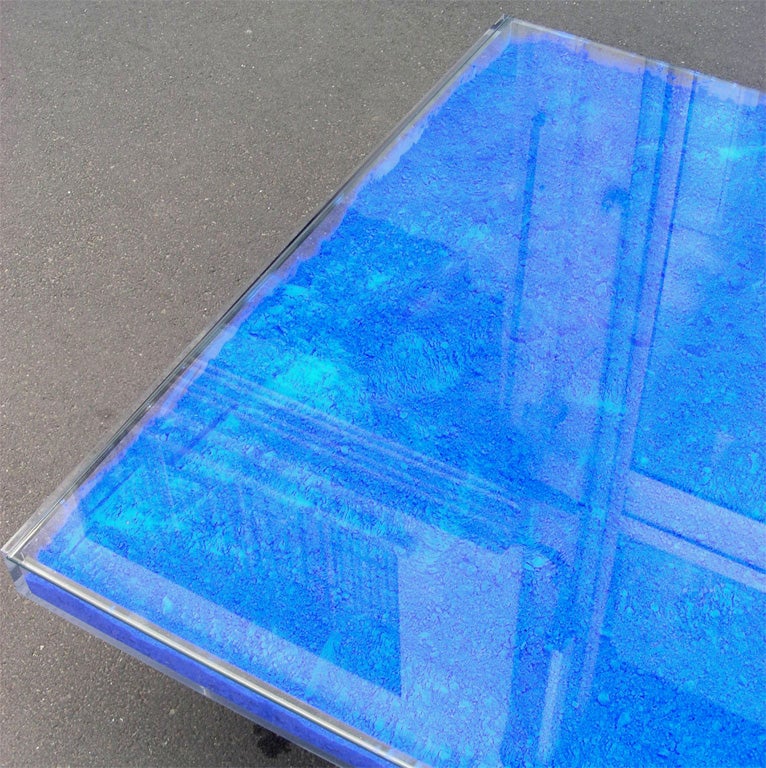 Contemporary Rare Modern Coffee Table with Paint Pigments by Yves Klein For Sale