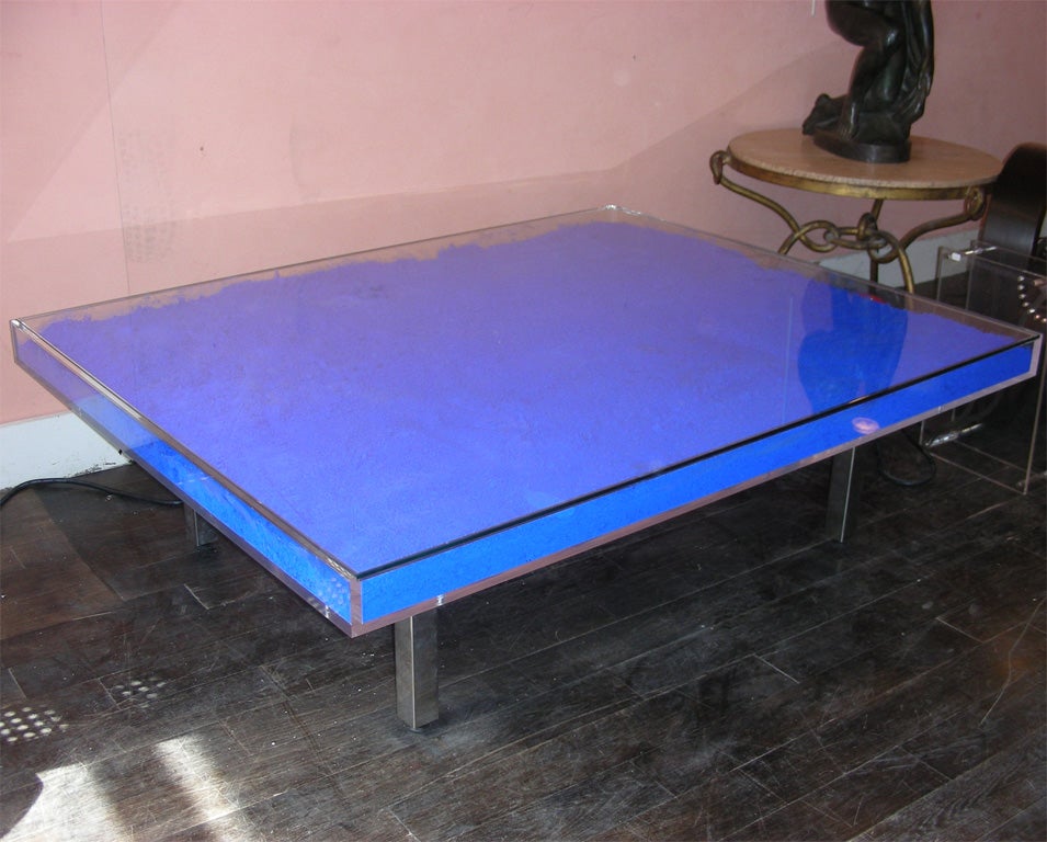 Metal Rare Modern Coffee Table with Paint Pigments by Yves Klein For Sale