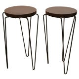 Pair of French Iron and Wood Plant Stands