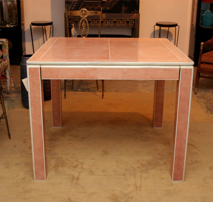 Faux Shagreen and Brass Inlay Karl Springer Game Table