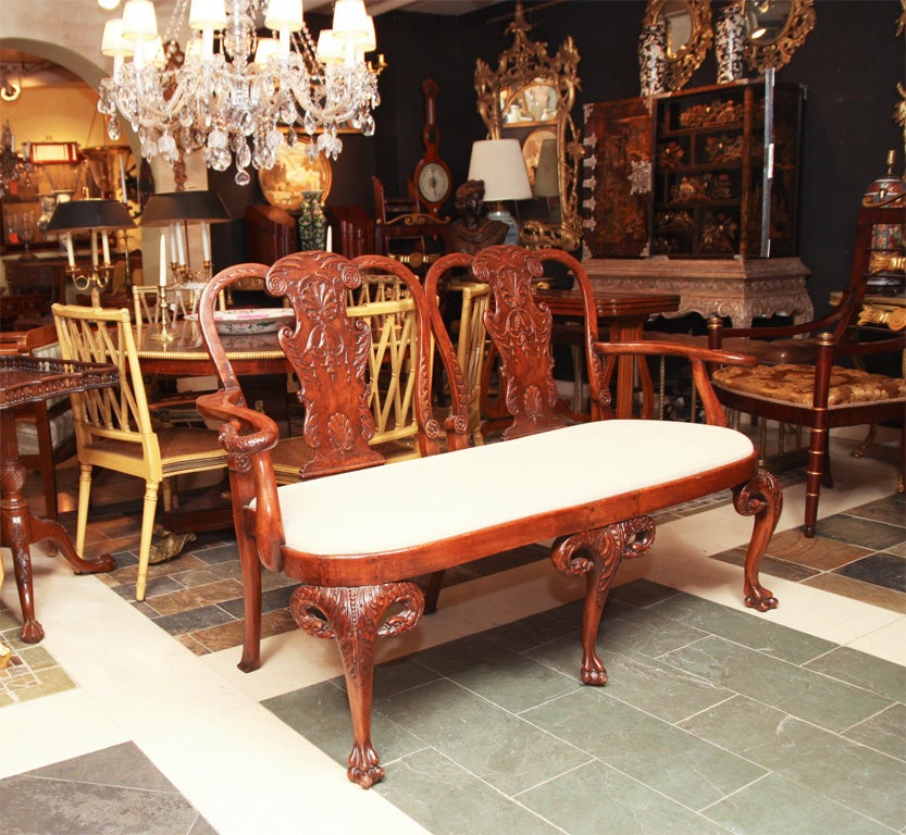 Irish George II Carved Double Chair Back Settee