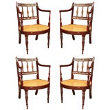 Set of Four Regency Painted Arm Chairs, ca 1805