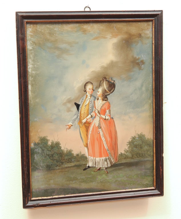 18TH C  REVERSE GLASS PAINTING 1