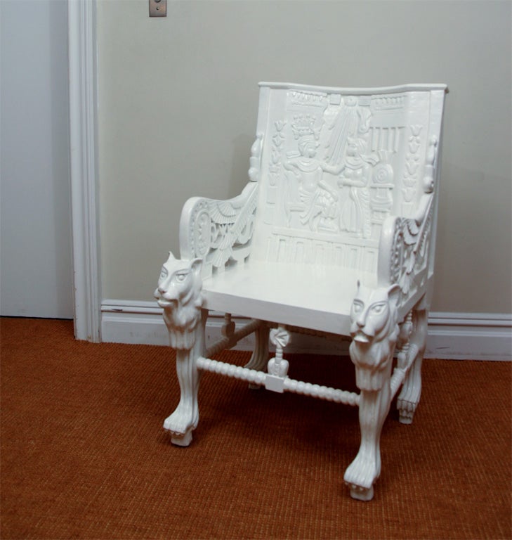 Pair of Painted King Tutankhamen Throne Chairs