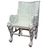 Pair of Painted King Tutankhamen Throne Chairs
