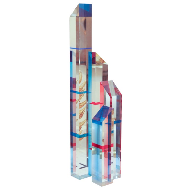 Lucite skyscraper inspired sculpture by Dale Morrow