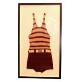 1920's Womens Handstitched Wool Bathing Suit with Mock Belt