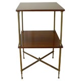 Early 20th Century French Brass and Wood Side Table