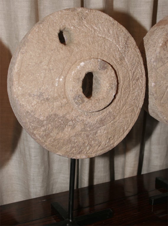 Grinding Stone Wheels on Stands, Small In Excellent Condition In New York, NY