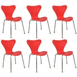 Set of Six Arne Jacobsen Chairs "Series 7"