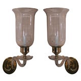 antique crystal glass sconces with fluted glass shades