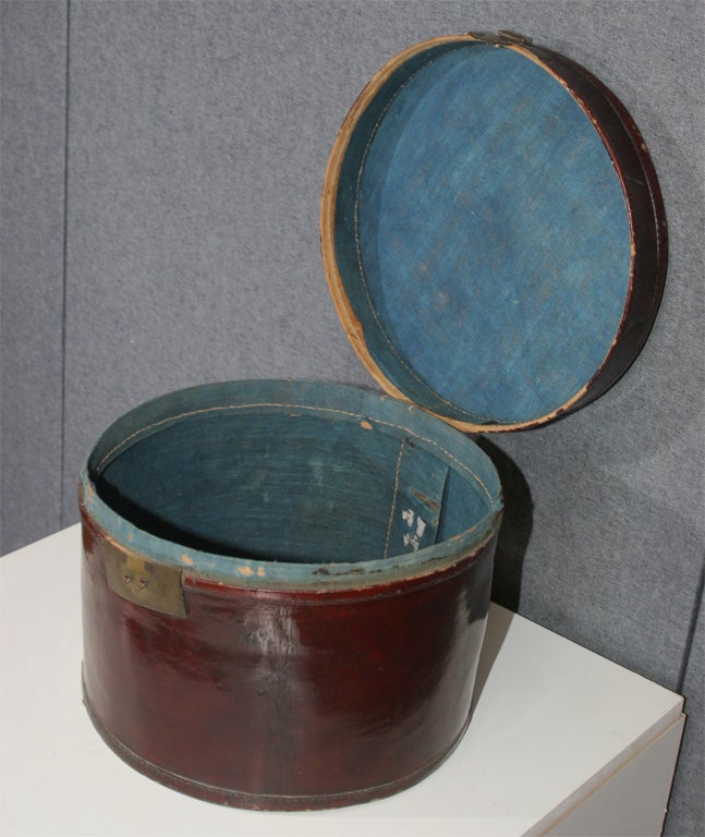 Chinese antique leather hat box For Sale