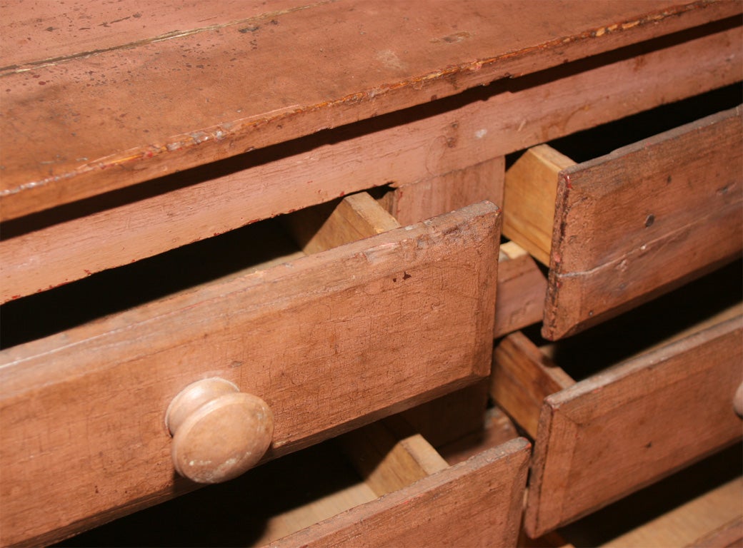 19th Century Child's Stepback Cupboard in Original Salmon Paint For Sale