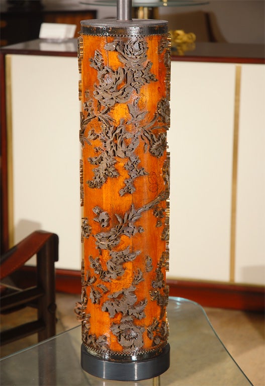 19th Century Late 1800's Wallpaper Roller Lamp