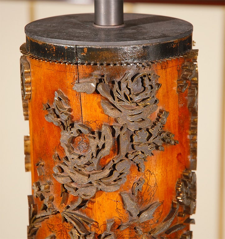 Late 1800's Wallpaper Roller Lamp 2