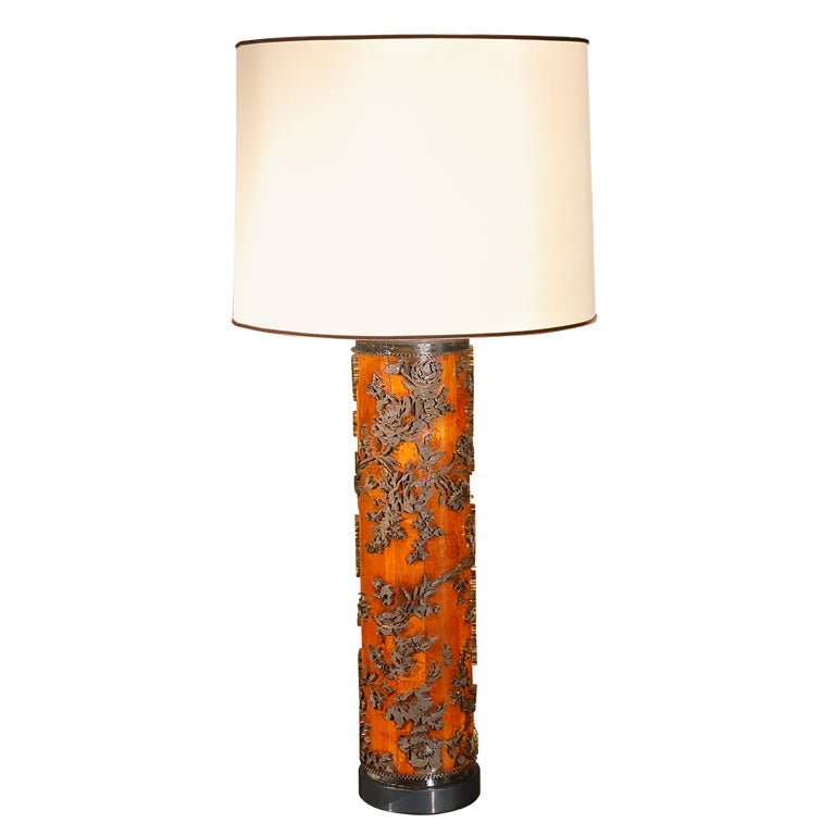 Late 1800's Wallpaper Roller Lamp