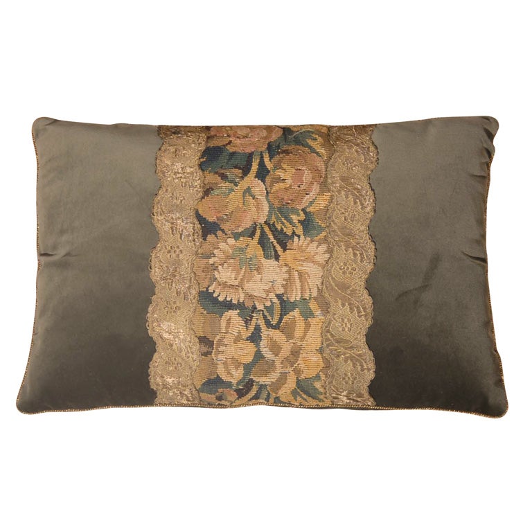 Floral Lumbar Tapestry Pillow at 1stdibs