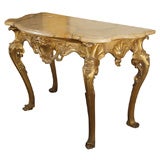 Italian gilded console with marble