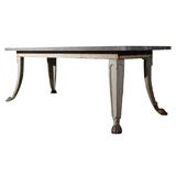 Iron Table with Carved Foot and Bluestone Plateau