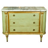 Stamped Jansen Green Distressed Marble Top Commode