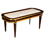 Mahogany Coffee Table with Marble Top -  Stamped Jansen