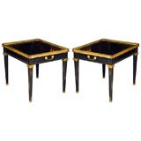 Stamped Jansen Pair of Ebonized End Tables Stamped Jansen Pair of Ebonized End Tables