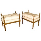 Pair of Louis XIV Benches with down cushions