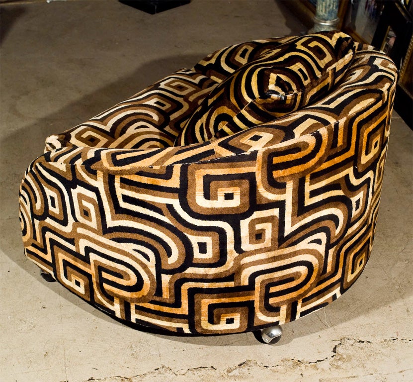 Pair of Barrel Back Chairs in Psychedelic Upholstery 3