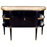 Jansen Stamped Ebonized w Marble Top Console