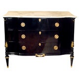 Stamped Jansen Ebonized Marble Top Commode