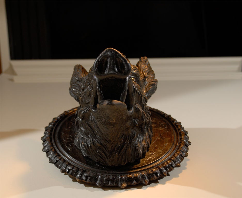 German Black Forest Carved Boar's head