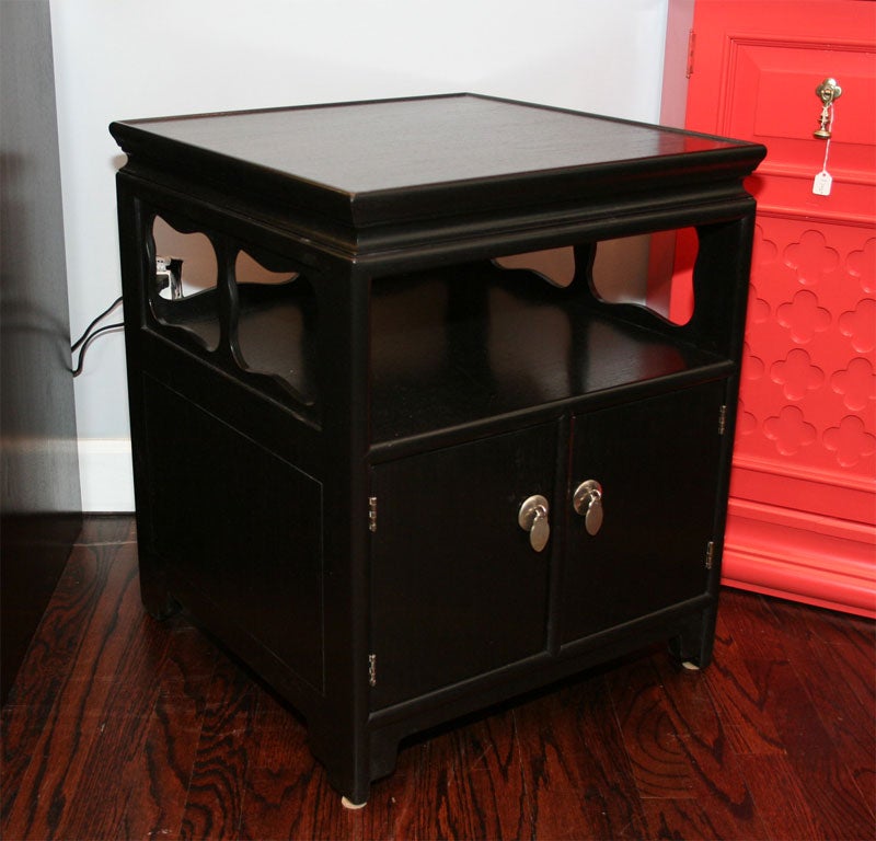 Pair of Ebonized Chinese Modern  End Tables by Baker