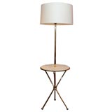 Brass and Marble Campaign Style Floor Lamp/Table