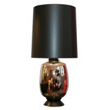 Mercury-Glass Lamp on Black Painted Wood Base