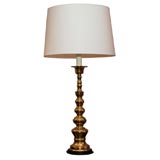 Pair of Brass Lamps on Black Painted Bases