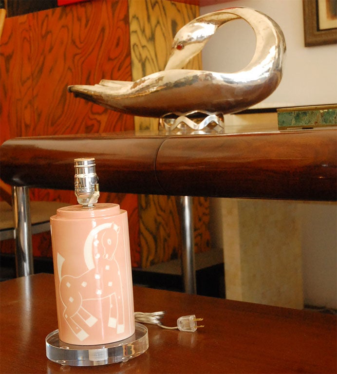 Modern Deco  signed Waylande Gregory ceramic/porcelain table lamp For Sale