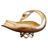 Arrigo Finzi 800 silver hand hammer swan centerpiece bowl