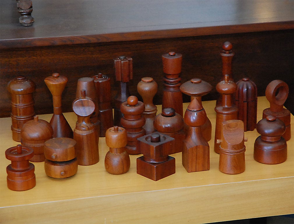 Collection of teak wood JHQ ( Quistgaard) salt & peppermill
