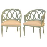 Pair of Whimsical Arm Chairs in Tiffany Blue Lacquer