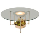 Silverplate and Glass Lighted Cocktail Table with Planter