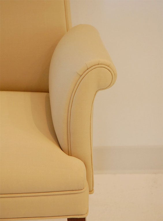 Pair of Upholstered Scroll Arm Chairs by Tommi Parzinger 1