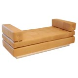 Vintage Custom Upholstered Leather and Chrome Day Bed