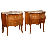 Pair of French 19th Century Commodes with Marble Tops