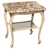 A Louis XV-style Painted and Parcel Gilt Carved Side Table