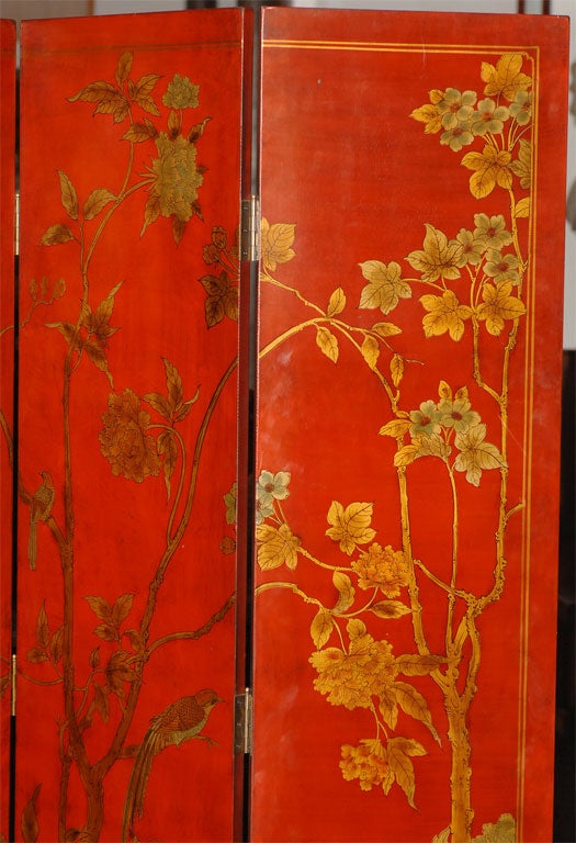 Painted Red Leather Screen 6