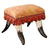 Horn Foot Stool with Paisley Upholstery