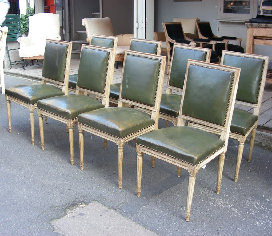 French Eight 1940s Louis XVI Style Chairs For Sale
