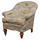 Lee Jofa Ariel Chair with Hand Carved Legs on Casters