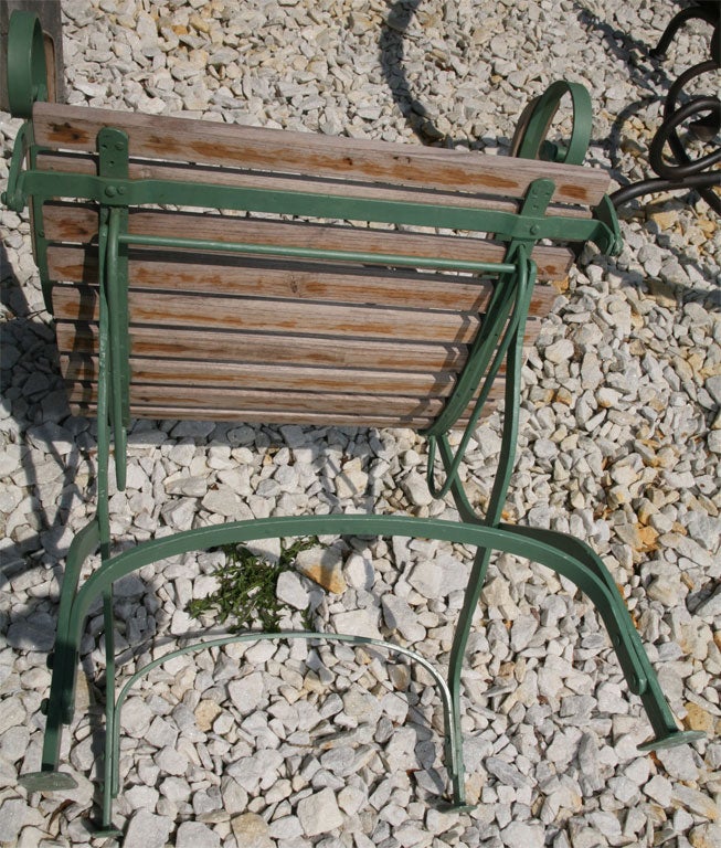 Set of 4 Folding Teak and Metal Garden Chairs 3
