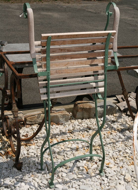 Set of 4 Folding Teak and Metal Garden Chairs 5